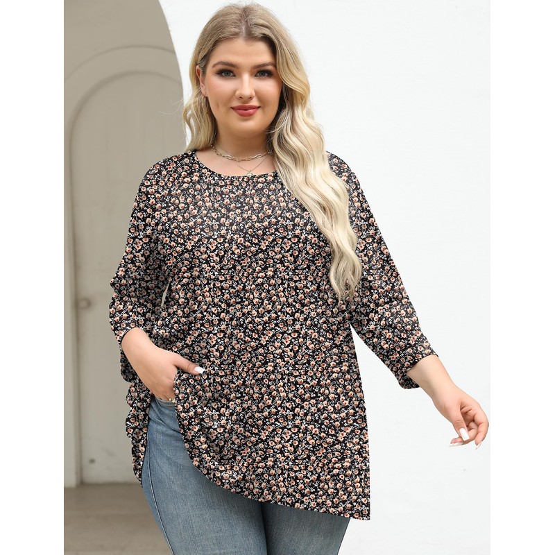 LOMON Plus Size Spring Clothes for Women 3/4 Length Sleeve