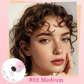 2 in 1 Freckle Stamp and Black Liquid Eyeliner, Waterproof Natural Lifelike Makeup, Long Lasting Soft Spot Pen Glitter Fake Freckle Stamp and Eyeliner Pencil (# MEDIUM)