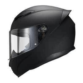 JQF Gear Full Face Motorcycle Helmet WS-607 DOT Approved Motorbike Racing Street Bike Helmets for Adults with Visor (Flat Black B, XL)