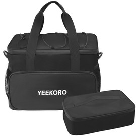 YEEKORO Lunch Bag, Insulated Lunch Box, Double Cooler Bag with Adjustable Shoulder Strap for Men & Women, Leakproof Cooler Bags Ideal for Work Picnic Travel Shifts Daytrip (Black)