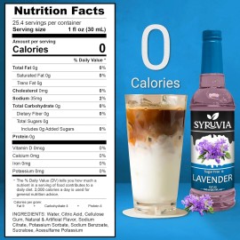 Syruvia Sugar Free Lavender Syrup 25.4 fl oz, for Coffee, Desserts, & More