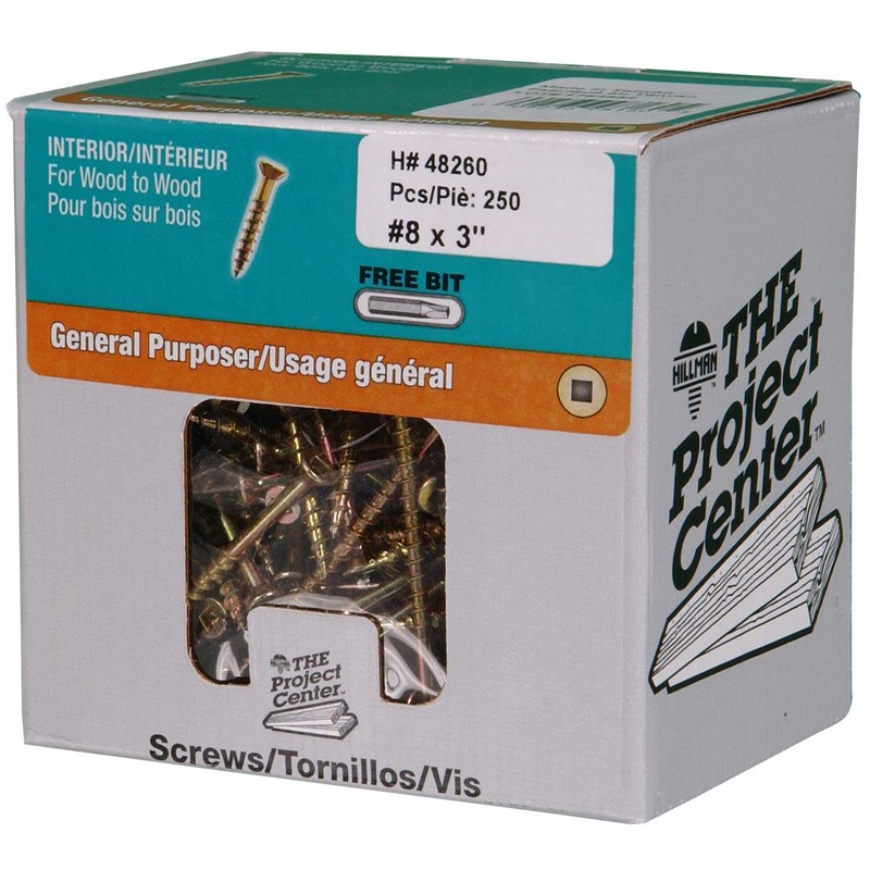 Hillman 48260 8 X 3-Inch Square Drive Multipurpose Wood Screw,