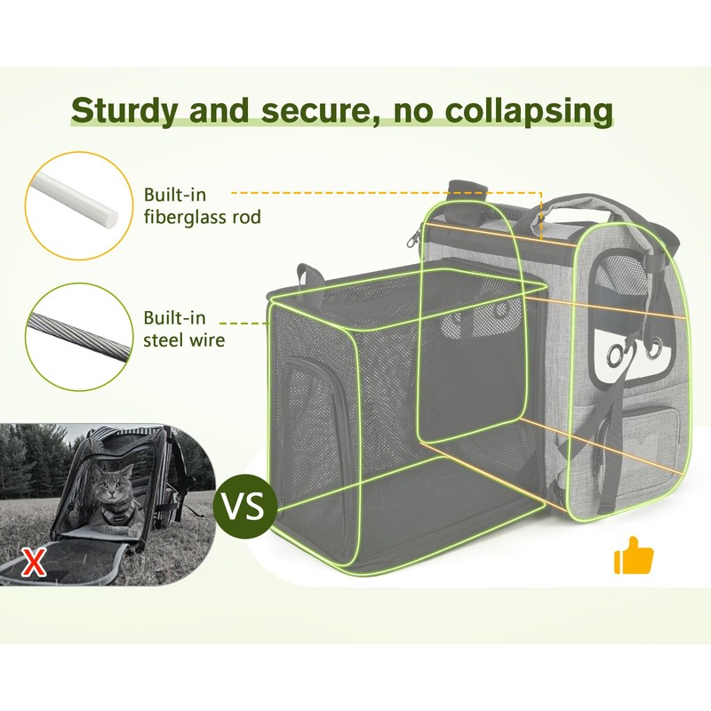 Pecute Pet Carrier Backpack, Large Cat Carrier Backpack Hold Up
