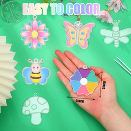 Leitee 24 Sets Spring Suncatchers Ornaments Decorations DIY Window Paint Art Suncatchers Butterfly Flower Craft Kits Hanging Snowflake Sun Catchers for Kids Spring Summer Home Classroom Activities