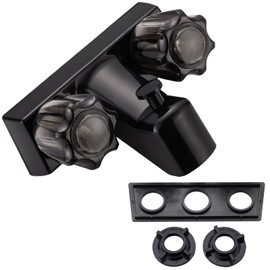 RV Tub & Shower Diverter Faucet w/Smoked Acrylic Knobs, 4 Inch Shower Valve Diverter Assembly Kit - Black