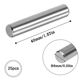 Cylinder Pins, Pack of 25, Floor Support 6 x 40 mm, Shelf Support 304 Stainless Steel for Shelves