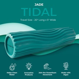Oceanfoam Tidal Roller - Jade - Muscle Massage Foam Roller for Back Pain & Stretching - Firm and Ergonomic Wide Wave Textured - Yoga, Athletics, & Wellness - Full Size, 20" x 5"