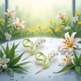 2Pcs Lily of The Valley Flower Hair Clips,Orchid Hair Clamps,Flowers Metal Hairpin,Lily Flower Jaw Clamp Hair Styling Hair Accessories for Thick Thin Hair Clips and Barrettes Hair Accessories