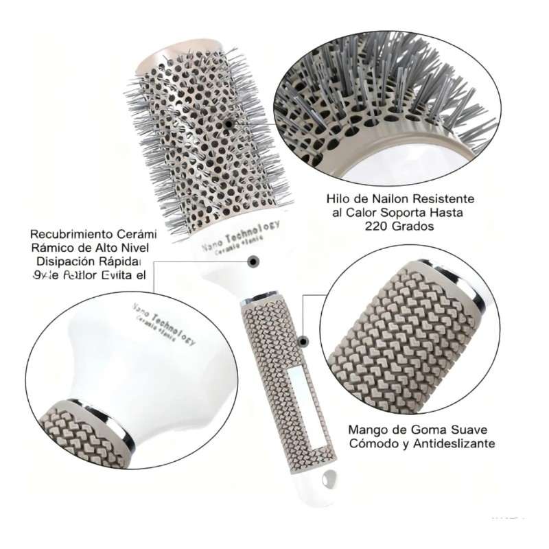 Set 4 Cepillo Cabello Ventilado Cermica Trmico Brushing