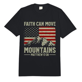 Faith Can Move Mountains Vintage American Flag Christian Comfort Colors Adult Heavyweight T-Shirt