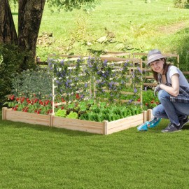 Raised Garden Bed with 2 Planter Boxes and 3 Trellis Flower Pots & Planters Setcolor: Natural Color