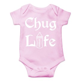 CBTwear Chug Life - Baby Clothes - Funny Newborn Bodysuit Outfits for Infants (Newborn, Pink)
