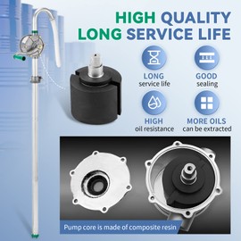 Poafamx 5-55 gallon Aluminum Drum Pump, 8 GPM Rotary Hand Oil Transfer Pump, 50 inch for Fuel Barrel, Non-Corrosive, diesel, lubricating oil, kerosene, light heavy oil, 25mm/0.98’’ Outlet