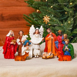 Alupssuc Nativity Set for Christmas, 12 Pieces 3.9 Inches Hand-Painted Resin Figurines for Christmas Nativity Scene Tabletop Holidays Home Decoration, Perfect Choice for Collection and Gifts