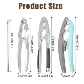 MOAMUN Set of 5 Walnut Nutcrackers with Picks, Stainless Steel Walnut Cracker Nutcracker Hazelnuts with Non-Slip Handle, Multifunctional Nut Cracker Hazelnut Cracker for Nut Walnut Seafood Pecan