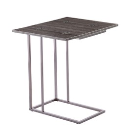 SEI Furniture Clarkdom End Table, Graywash, high Gloss Black