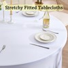Htper 6 Pack White Spandex Round Tablecloths for 60 inch