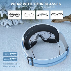 Findway kids Ski Goggles, Snowboard Goggles, OTG, UV Protection Compatible Helmet, Anti Fog Kids Ski Goggles for Skiing/Skating/Snowmobile, For boys girls Junior Teenager 3~14 Years