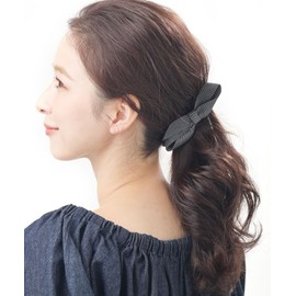 VINGTAINE H-404-GY Studded Style Ribbon, Banana Clip, M, Head Access, Simple, Hair Accessories, Gray