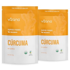 VIZANA NUTRITION | Cúrcuma Orgánica Certificada USDA en Polvo 200g por pack (Pack -2 Bolsas de 100g)