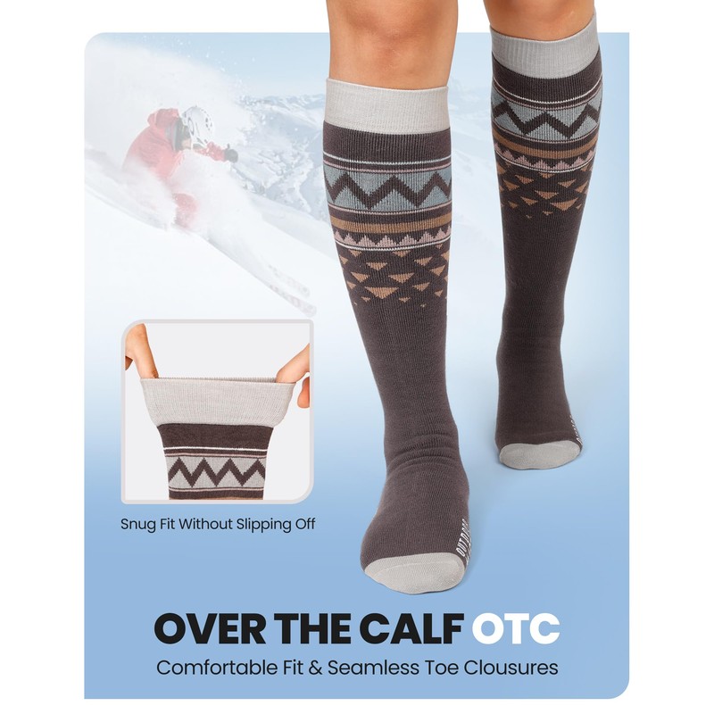 OutdoorMaster Ski Socks, 2/3/4 Pack Snowboarding Socks for Men &