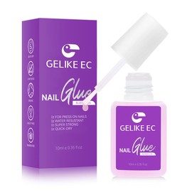 Gelike EC Colla per Unghie Extra Forte con Pennello, 10ml Colla Professionale per Unghie Acriliche, Finte o Rotte - Ideale per Principianti, Uso Domestico e Salon