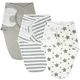 AYBUY 3 Pack Baby Swaddle Suit,Baby Swaddle Sack for 0-3 Months Newborn Breathable Organic Cotton Fabric,Baby Blanket Wrap with Adjustable Velcro Newborn Baby Gifts,Grey