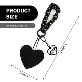 MOXRUQ Heart Shaped Keychain, Cute Heart Key Fob for Wristlet Strap Lanyard, Car Key, Wallet, Cell Phone Charm and More (Black Style2)