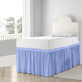 Dorm Room Bed Skirt - College Dorm Bed Skirt - Long Bed Skirt Dorm - Extra Long Dorm Room Bed Skirt - 100% Microfiber - Light Blue - Twin-XL - 36" Drop