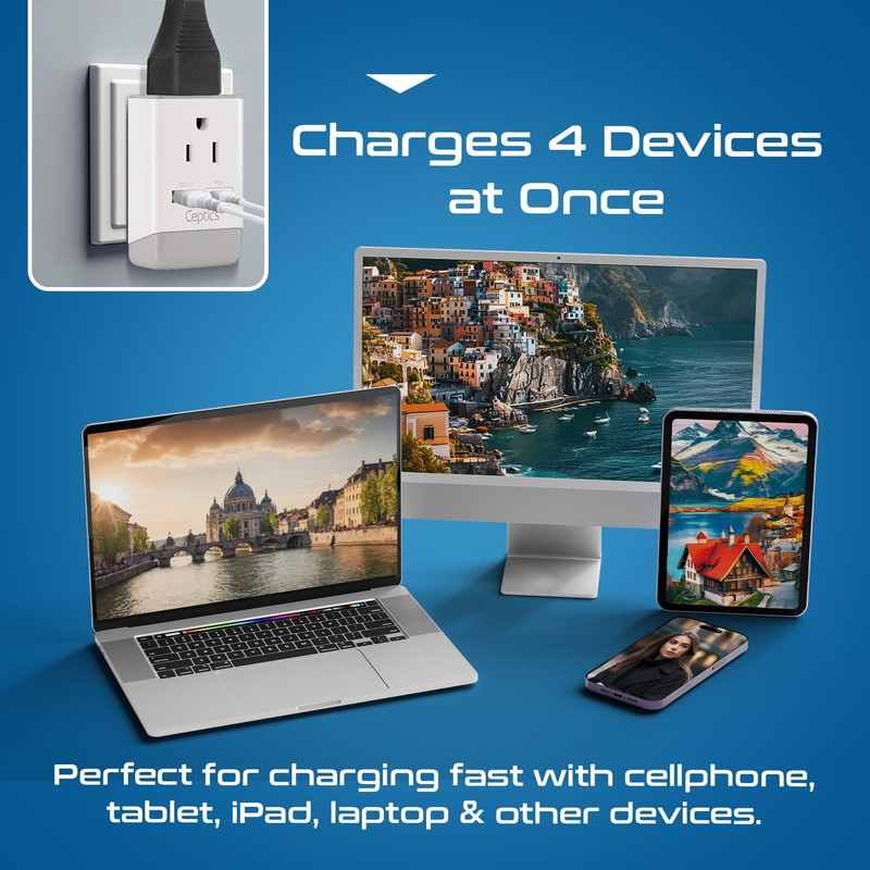 Ceptics 2 Pack European Travel Plug Adapter, US to Europe