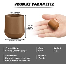 Jetec 72 Pieces 7/8 Inch Folding Chair Leg Caps Heavy Duty Plastic Chair End Caps Non Marring Furniture Glides Round Hardwood Floor Protectors