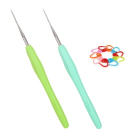 Coopay Crochet Hooks 0.5 mm and 0.6 mm, Pack of 2 Small Crochet Hooks for Lace and Fine Crochet, Lace Crochet Hooks with Soft Grip, Fine Crochet Hooks, Ergonomic TPR Handle Crochet Hook 0.5 0.6 mm