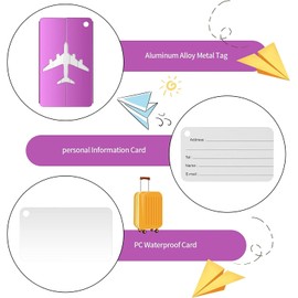 8 Piezas Etiquetas para Equipaje Tag Maleta Viaje Identificador de Maletas de Viaje Tags para Maletas Etiqueta de Maleta Etiquetas Equipaje Viaje Etiquetas Maletas Aluminio Identificador Maletas Viaje