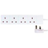 Aptii 2m White 4 Gang Power Strip Extension Cord Mains