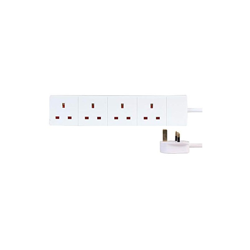 Aptii 2m White 4 Gang Power Strip Extension Cord Mains