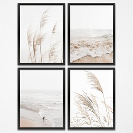 3PCS Minimalist Ocean Waves Summer Decor Beach Decor Boho Coastal Decor Prints Paintings Summer Decorations for Home Bedroom Farmhouse Gallery Coffee bar Ocean House Wall Decor (8x10 inch, Unframed)