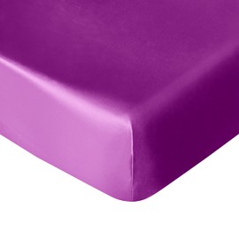 NTBAY Silk Satin Fitted Crib Sheet, Super Soft and Silky 28x52 Crib Sheet for Standard Crib and Toddler Mattresses, Boys, Girls, Unisex, Purple, 28x52 Inches