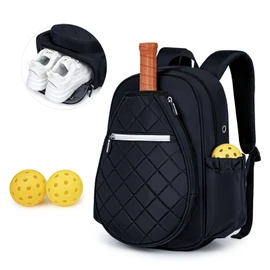 KAVIGOR Pickleball Bag, Quilted Pickleball Backpack with Shoe Compartment & Waterproof Pocket, Pickle Ball Paddle Bag Fits 2 to 4 Paddles for Women and Men