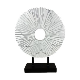 CECKQUE Minimalist Round Statue Above Cabinet Decor Kitchen, Modern Decorative Sculpture Home Decorations for Living Room Coffee Table, Office Decor Items, Center Pieces Decoration (White)