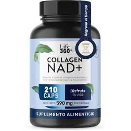 Life 360+ COLLAGEN NAD+ | 210 Cápsulas de Colágeno Hidrolizado y NAD (Nicotinamida Adenina Dinucleótido) para la Salud de la Piel, Articulaciones y Energía Celular | Suplemento Alimenticio Avanzado