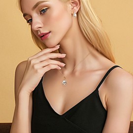 ZHUWE Bridesmaid Jewelry Set for Wedding 1-4-6-8 Sets Gold/Rose Gold/Silver Plated Teardrop Bridesmaid Necklace Earrings Set Gift for Women (Gold Plated - 6 Sets)
