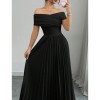 Elegantes Vestidos De Diseño Plisado Sin Tirantes Para Mujer