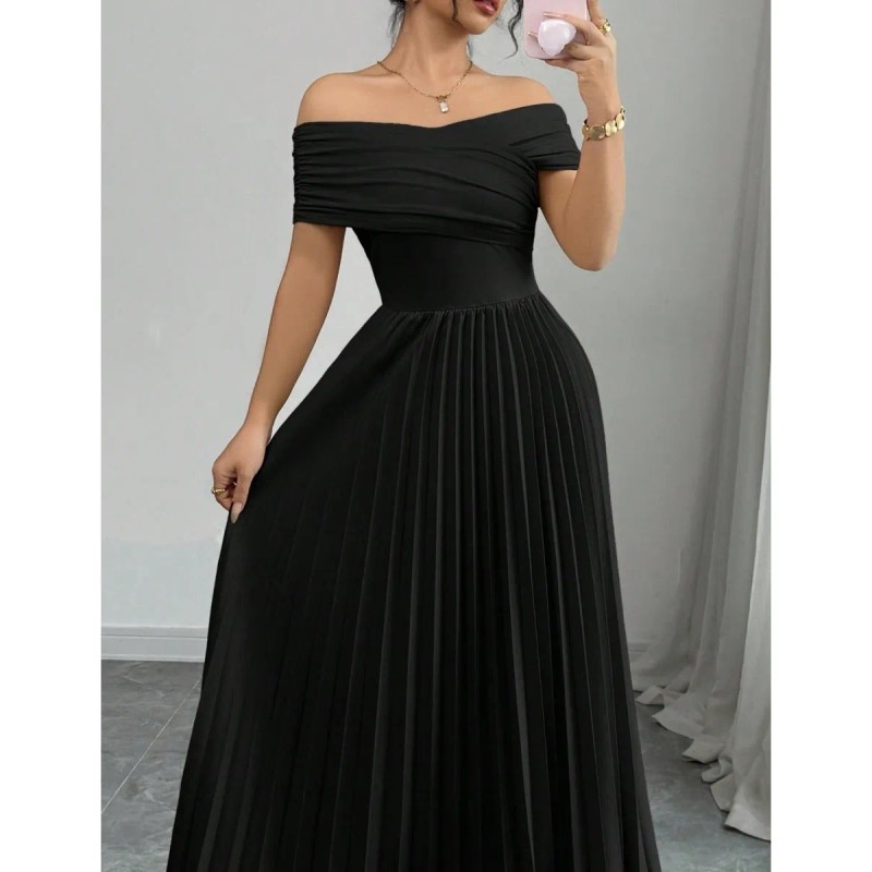 Elegantes Vestidos De Diseño Plisado Sin Tirantes Para Mujer
