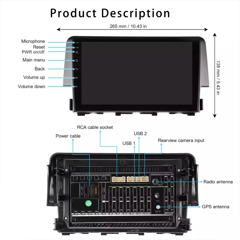 FOR HONDA CIVIC 2016-2021 ANDROID 13 CAR STEREO RADIO GPS
