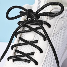 Olukssck 2 Pairs of Glitter Shoelaces Round, Shiny Coloured Round Shoe Laces for Trainers, Sports Shoes and Boots, Black, 120 cm