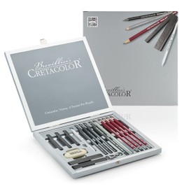 Creta Color Künstlerset Graphit Stifte Zeichenset Silver Box 17-teilig in exclusiver Holzkassette