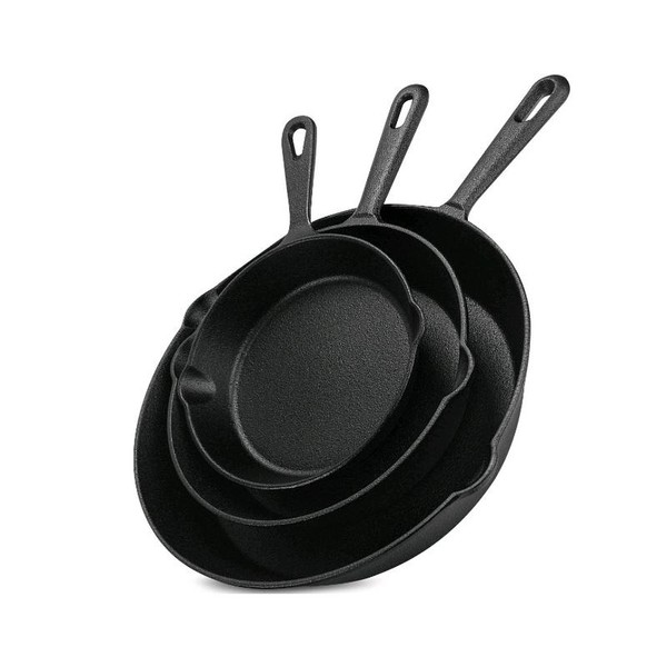 Pre-Seasoned Cast Iron Skillet Set 3-Piece - Frying Pan 6