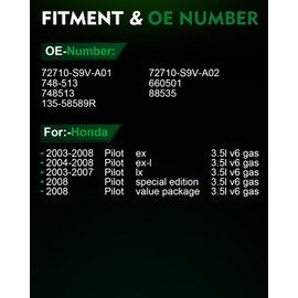 SZKAIDAG 72710-S9V-A01 Rear Right Power Window Regulator with Motor for:-Honda Pilot 2003 2004 2005 2006 2007 2008 4 Door Sport Utility with 2 Pins OE# 748-513 72710-S9V-A02 660501 88535 135-58589R