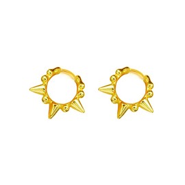 Punk Ball Bead Spikes Stud Small Hoop Earrings for Women 925 Sterling Silver Mini Dot Charms Huggie Hoops Cuff Cartilage Stud Tragus Helix Wrap Earrings Rock Fashion Jewelry (Gold Plated)