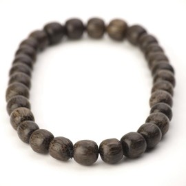 81stgeneration Chunky Wooden Beaded Necklaces for Women - Brown Wood Men's Necklaces - Stretch Cord Long Necklace with Wooden Beads - Strand Round Ball Bead Necklace